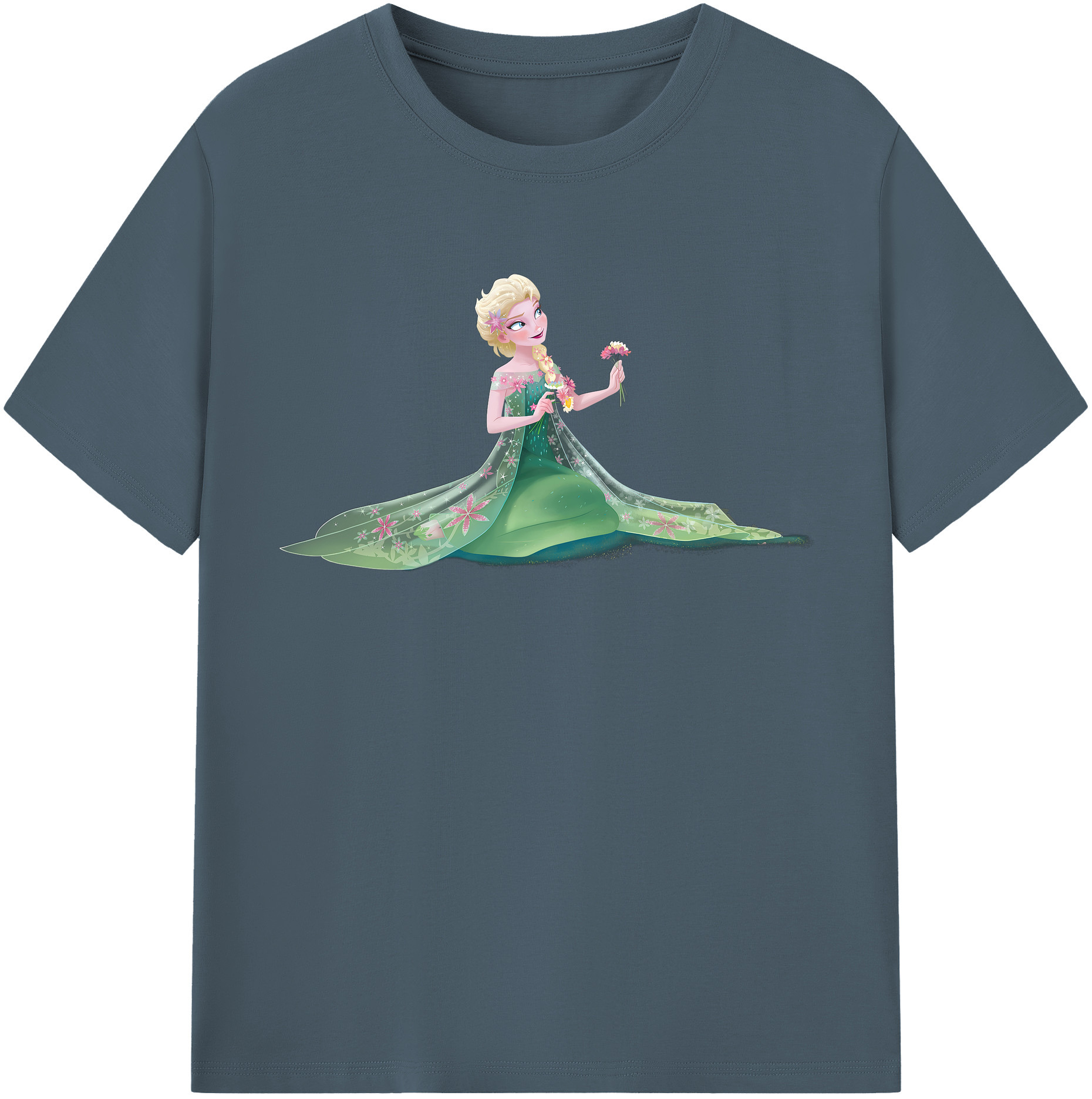 （画像用） アナと雪の女王 アンナ エルサ Frozen Anna Elsa 綿100％半袖Tシャツ（フロントプリント）